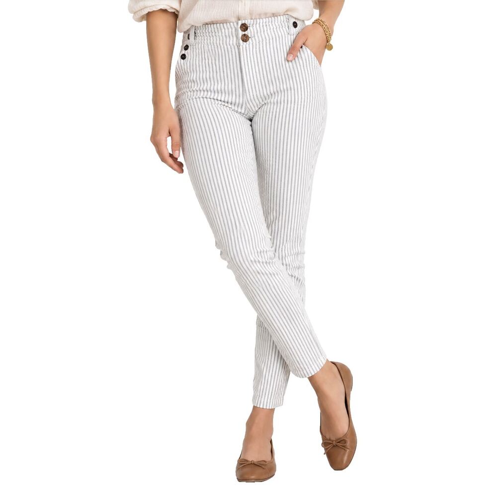 Pilcro Anthropologie Womens Jeans 28 Ivory Black Stripe Stretch Skinny High Rise
